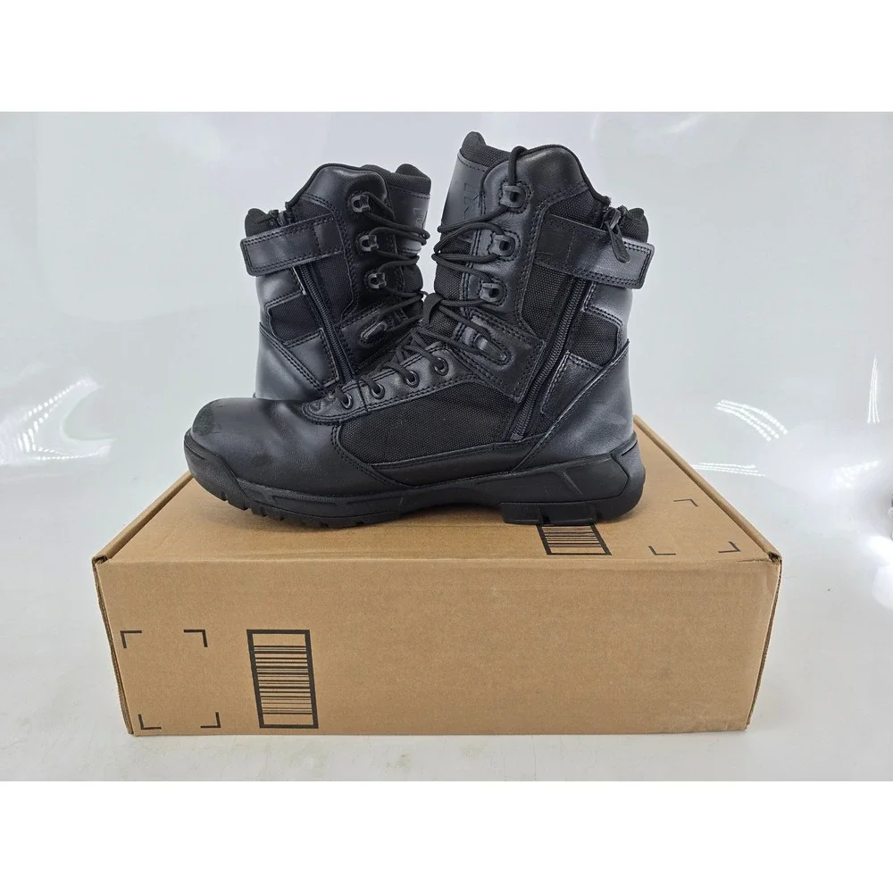 Bates Tactical Boots Mens 9.5 Black Side Zip Lace Up Leather Nylon -Good